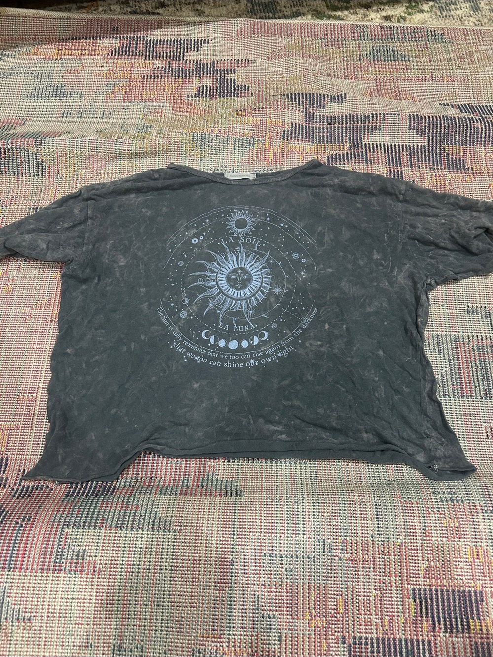 Washed Black Graphic Sun & Moon Short-Sleeve Tee